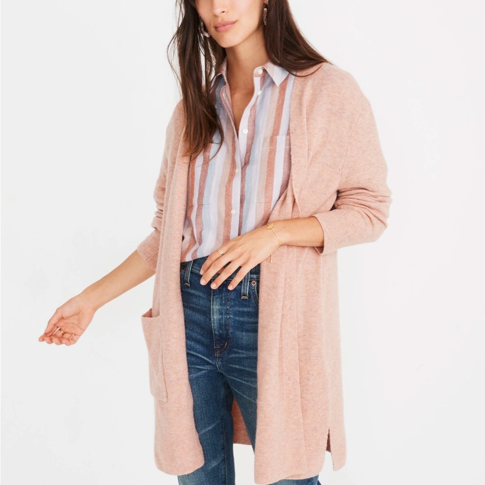 Madewell Kent Cardigan Sweater Coziest Yarn Heathered Carnation Sz S G9611